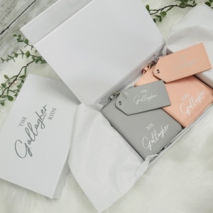 Luxury Passport & Luggage Tag Travel Set with Document Clutch or Gift Box